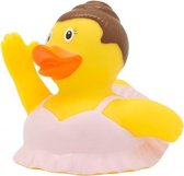 badeend Ballerina junior 8,5 cm rubber geel/roze/bruin