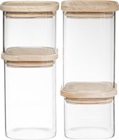 Made4Home® - Voorraadpotten |  Glas met bamboe deksel |  0.5L - 1L | Set van 4 | Voorraadbussen | Stapelbaar  | Luchtdicht deksel