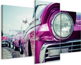 Schilderij - Retro stijl autokoplamp in Cuba, 3 luik, premium print