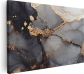 Artaza Canvas Schilderij Abstracte Kunst - Grijze Marmer met Goud - 90x60 - Foto Op Canvas - Canvas Print