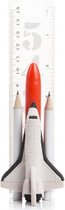 schrijfset ruimtevaart 27 x 8 cm hout wit/rood 5-delig