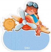 naambord piloot junior 12 x 17 cm hout blauw