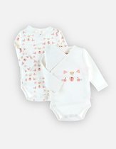 Noukie's , body set , 2  , meisje, creme rose , poesje , 9 maand 74