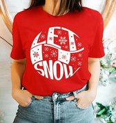 Kerst T-Shirt - Let it snow - Rood maat S