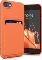 kwmobile telefoonhoesje geschikt voor Apple iPhone SE (2022) / iPhone SE (2020) / iPhone 8 / iPhone 7 - Hoesje met pasjeshouder - TPU case in oranje