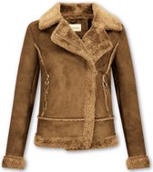 Bikerjack Dames Suede – Lammy Coat – Bruin