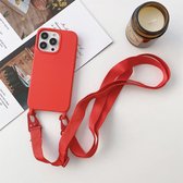 Apple iPhone 13 Mini Hoesje - Mobigear - Lanyard Serie - TPU Hoesje met koord - Rood - Hoesje Geschikt Voor Apple iPhone 13 Mini