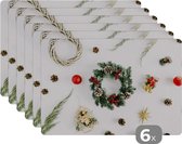 Placemats kerst - Kerstdecoratie - Winter - Tafeldecoratie - Kerstkrans - 45x30 cm - 6 stuks