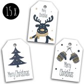 15x Cadeaulabels Kerst / Labels Kerstcadeau / Kerstlabels | Merry Christmas | Bright