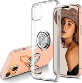 iPhone 13 Pro Max hoesje Transparant Luxe Backcover - hoesje iPhone 13 Pro Max - iPhone 13 Pro Max case met Metalen Ring houder - Transparant
