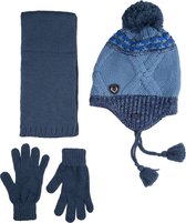 Kitti 3-Delig Winter Set | Muts (Beanie) met Fleecevoering - Sjaal - Handschoenen | 4-8 Jaar Jongens | Sport-04 (K2170-08)