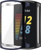 YONO Full Cover Bumper geschikt voor Fitbit Charge 5 - Siliconen Case Screen Protector Hoesje - Donkerblauw