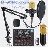 BM800 condensator microfoon , V8 geluidskaart (sound card), met Pop Filter en Microfoon Arm, voor live streaming, karaoke, Gaming, Gaming