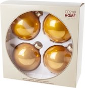 KERSTBAL SET4 PEARL OKER D10CM GLAS