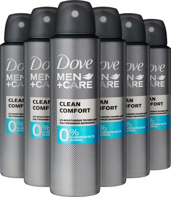 Dove Men+Care Man Clean Comfort 0% Anti-Transpirant Deodorant Spray- 6 x  150 ml -... | bol.com