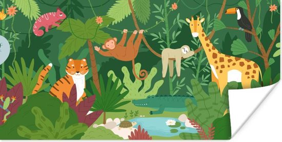 Poster Jungle - Giraf - Liaan - 80x40 cm