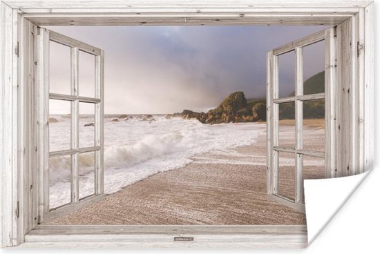 Poster Doorkijk - Strand - Zee - 30x20 cm