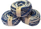 IK-KE - Garen - 50% acryl / 50% polyamide - Blauw/Wit - 180m/150gr - set van 3 bollen