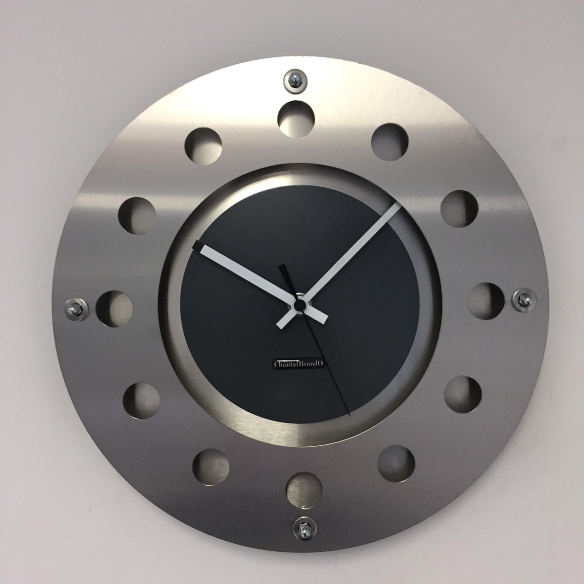 WANDKLOK MECANICA SMALL INNER CIRCLE GREY WHITE BLACK MODERN DUTCH DESIGN HANDGEMAAKT 40 cm