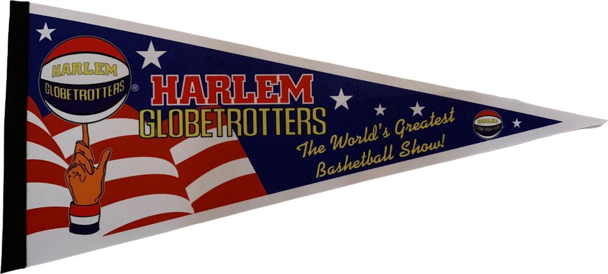 USArticlesEU - Harlem Globetrotters - USA - NBA - Vaantje - Basketball - Sportvaantje - Pennant - Wimpel - Vlag - Wit/Blauw/Rood - 31 x 72 cm