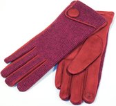 Donker rode handschoenen met knoop als detail