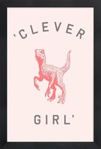 JUNIQE - Poster met houten lijst Clever Girl -13x18 /Roze