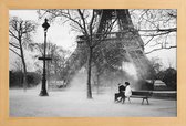 JUNIQE - Poster met houten lijst Paris -13x18 /Blauw & Grijs