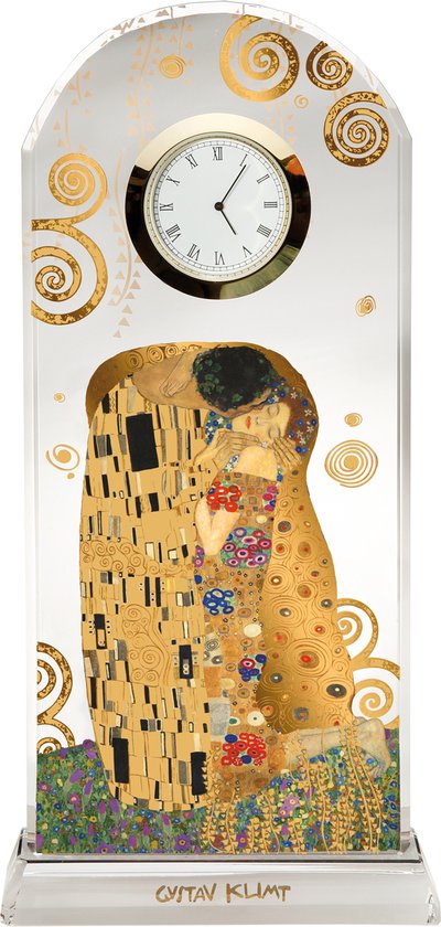Goebel® - Gustav Klimt | Tafel Klok "De Kus" | Glas, 23cm, met echt goud