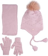 Kitti 3-Delig Winter Set | Muts (Beanie) met Fleecevoering - Sjaal - Handschoenen | 4-8 Jaar Meisjes | Diamant-03 (K2170-01)