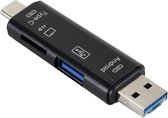 Multifunctionele 5 in 1 Kaartlezer Micro USB/USB/USB-C Zwart