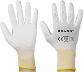 Polyester handschoenen maat 9 witte PU coating 12 paar / per seal
