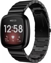 Versa 3 / Sense stalen schakel band - zwart - Geschikt voor Fitbit