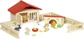 Houten speelgoed - Konijnen ren - Konijntjes - kinderboerderij - Goki Konijnen Ren