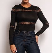 Body met kant details | zwart | maat L/XL