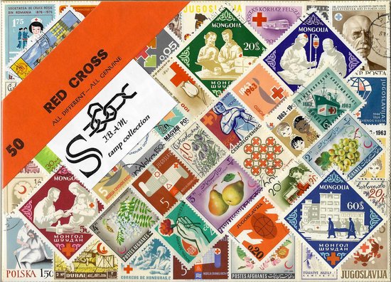 Afbeelding van het spel Postzegelpakket - 50 verschillende postzegels Rode Kruis / Red Cross.