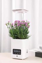 KATRIZ® Multifunctionele Smart Bloempot | Bloempot Binnen| Luchtbevochtiger | Luchtzuiverend | Plant Lichtbron | Bluetooth Speaker | Wit | 1 stuk