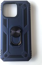 Hoogwaardige Stevige Hybrid Armor Anti shock Magnetische ring back cover case - Geschikt voor iPhone 13 Pro - Schokbestendig TPU met kickstand ring - Blauw