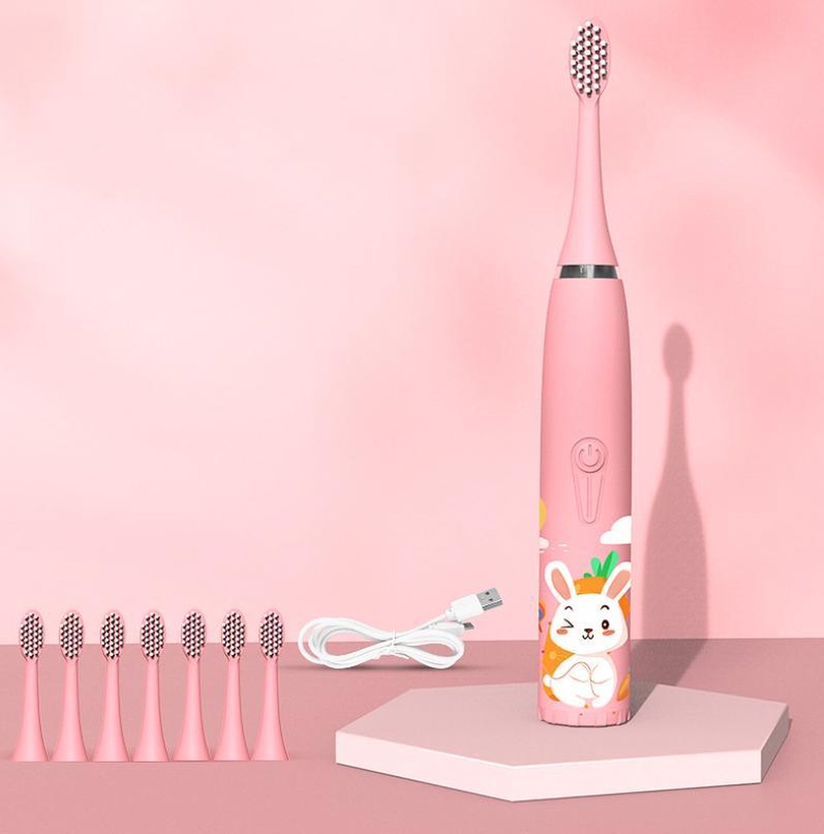 CoolHome Sonic Konijntje - Elektrische Tandenborstel geschikt voor Peuters en Kinderen - Kindertandenborstel - Roze - CoolHome