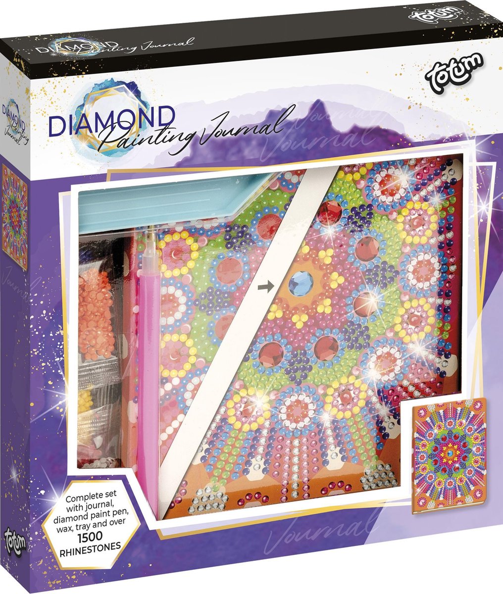 Totum Diamond Painting Notitieboek - creatief dagboek knutselpakket met strasssteentjes caleidoscope mandala dessin cadeau tip
