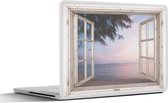 Laptop sticker - 14 inch - Doorkijk - Strand - Palmboom - 32x5x23x5cm - Laptopstickers - Laptop skin - Cover
