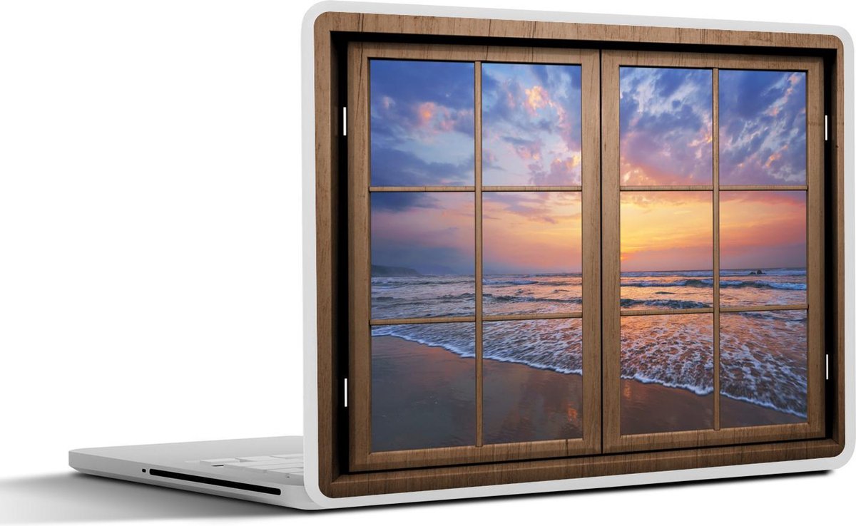 Laptop sticker - 13.3 inch - Doorkijk - Strand - Zee - 31x22,5cm - Laptopstickers - Laptop skin - Cover