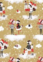 Kerst Inpakpapier Kissing Kraft- Breedte 30 cm - 250m lang