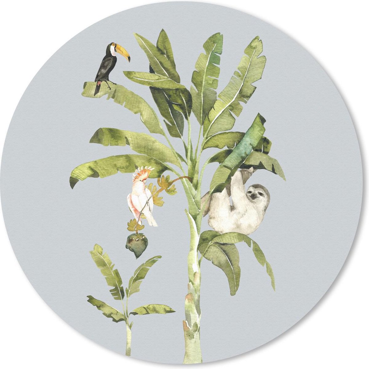 Muismat rond 40x40 cm - Mousepad Palmboom - Luiaard - Toekan - Ronde muismatten