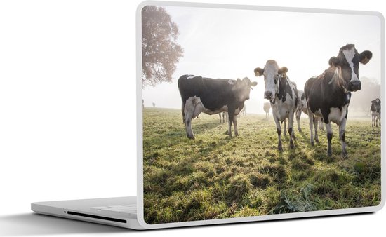 Sticker pour ordinateur portable - 14 pouces - Vache - Herbe - Brume - 32x5x23x5cm - Autocollants pour ordinateur portable - Skin pour ordinateur portable - Housse