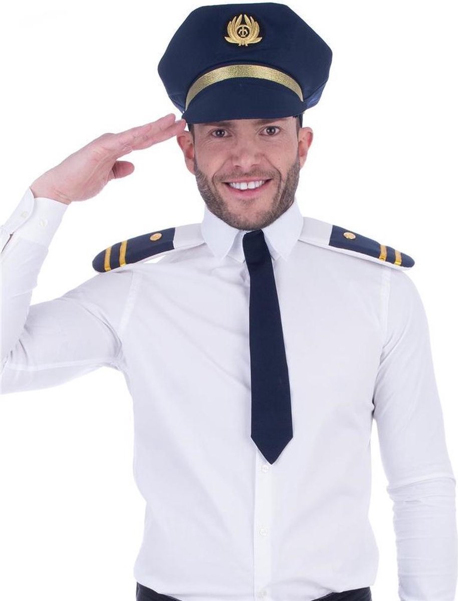 Funny Fashion Politie verkleedset - 3-delig - Volwassenen - agenten kostuum - Carnaval - Politiepet - stropdas - schouderstukken