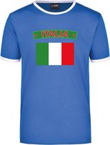 Italia blauw/wit ringer t-shirt Italie met vlag - heren - Italie landen shirt - Italiaanse supporter kleding 2XL