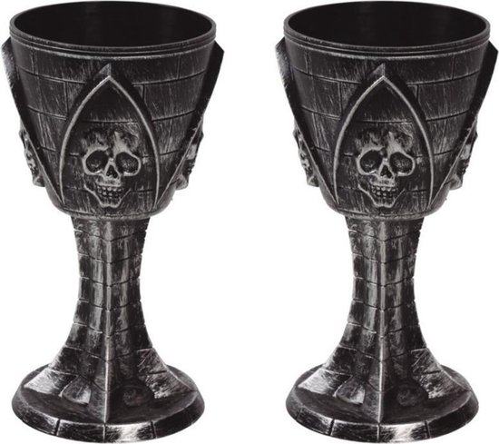 Set van 6x stuks horror kelk wijnglas/drinkbeker zwart 19 cm - Gotische  Halloween... | bol.com