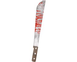 Foto: Halloween horror kunststof hakmes machete met bloed 20 cm