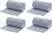5x stuks polyester fleece dekens/dekentjes 130 x 160 cm in de kleur grijs/blauw