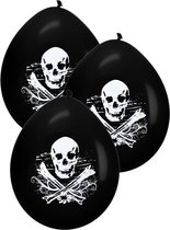 24x Horror doodskop ballonnen zwart 28 cm - Halloween thema versiering